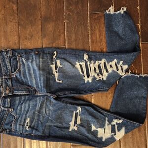 Distressed Blue Jeans